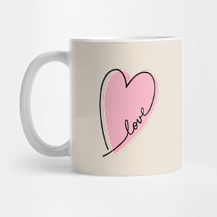 Pink Heart Love Letters Line Art Mug